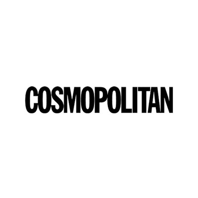 Black and white logo of the international lifestyle magazine Cosmopolitan, featuring media coverage of the Czech design brand Whoop-de-doo.