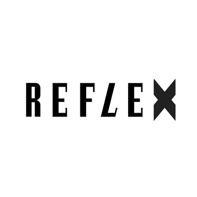 Black and white logo of Reflex magazine.