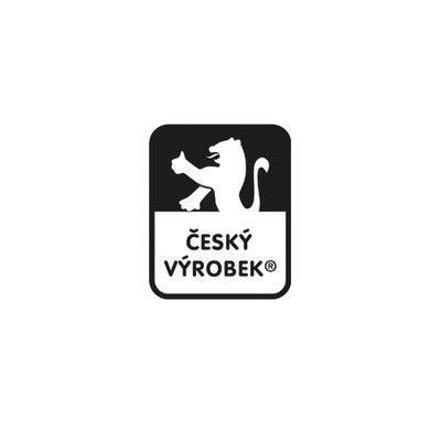 Black and white logo of the certified Czech Product (Český výrobek) trademark, guaranteeing the local origin of Whoop-de-doo products.