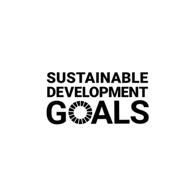 Black and white Sustainable Development Goals logo.